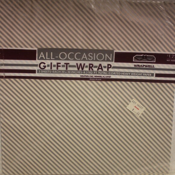 Vintage Two All-Occasion Gift Wrap 2 Sheets Each 20x30 Inches Silver and White - Picture 2 of 3